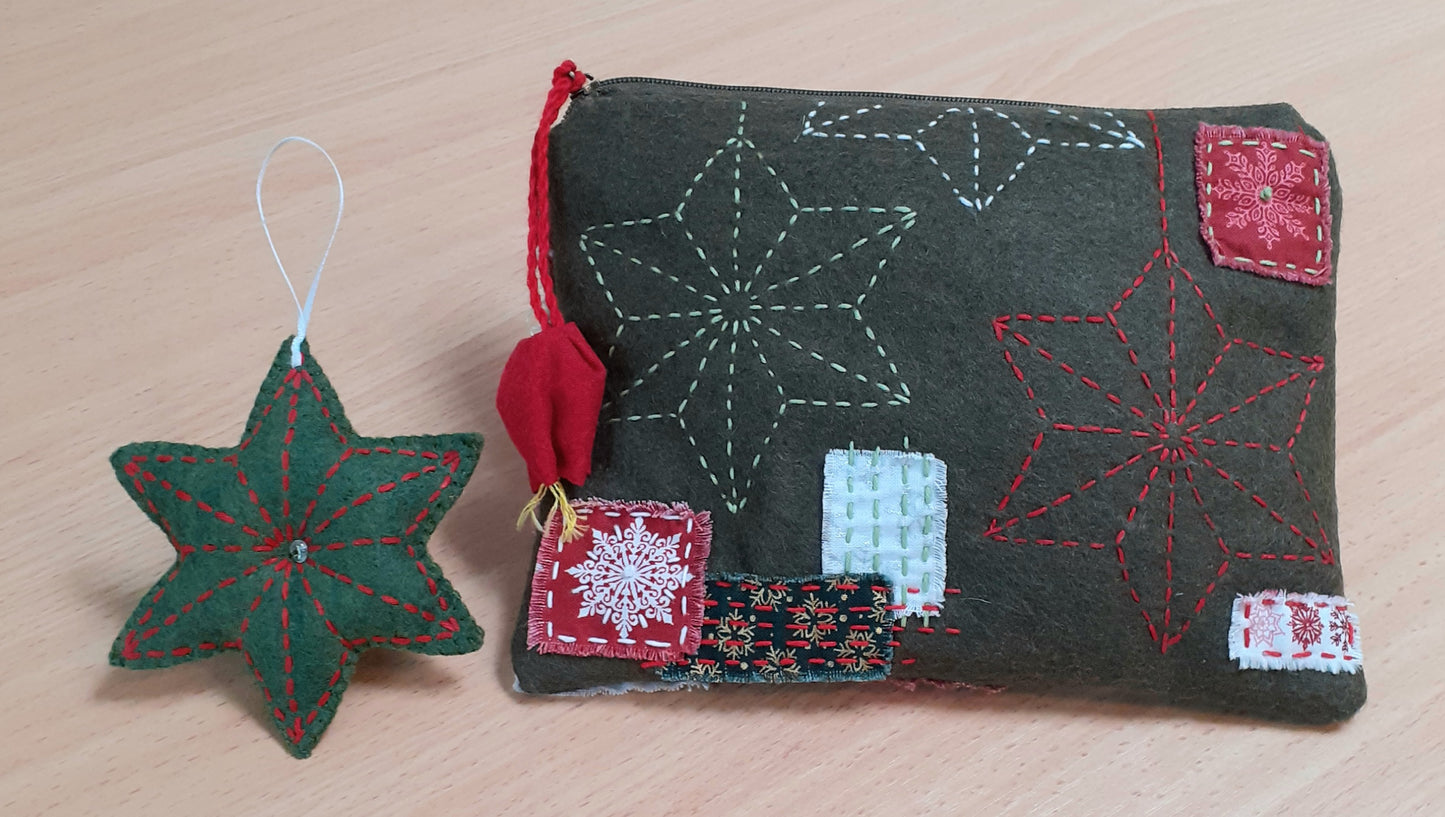 Boro & Sashiko Christmas Purse Kit