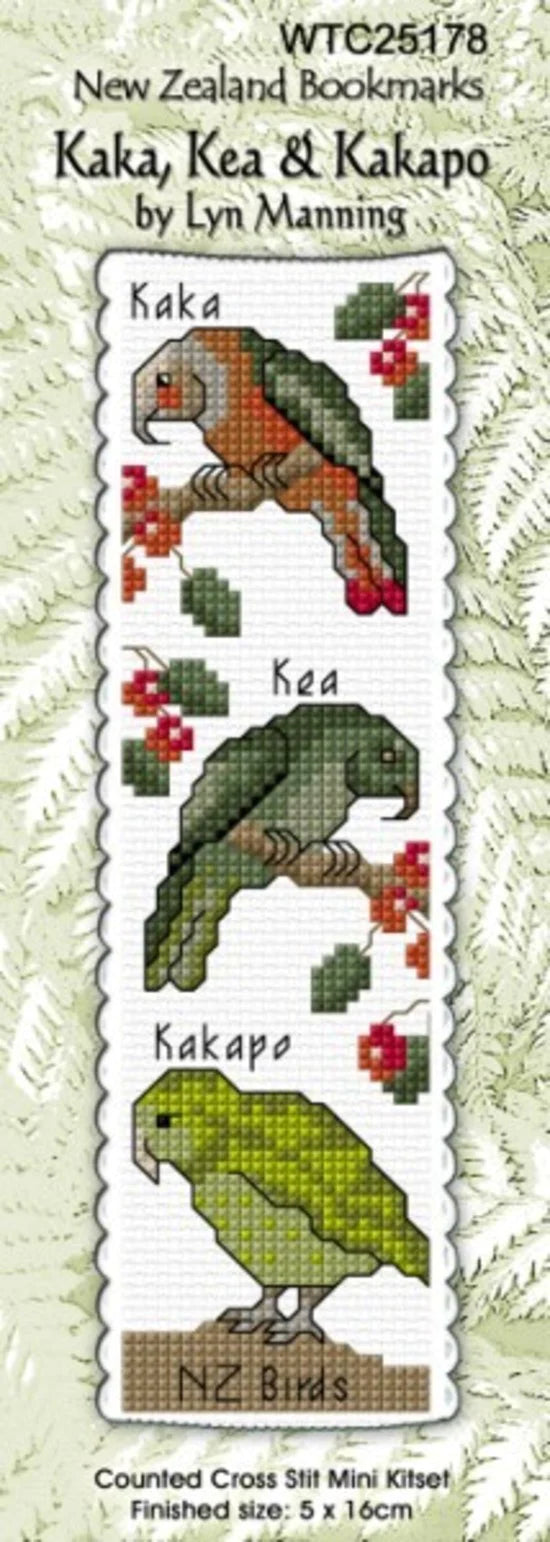 CRAFT CO Cross-stitch Bookmark Kit WTC25178 Kaka, Kea & Kakapo