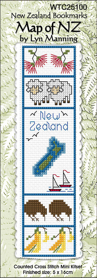 CRAFT CO Cross-stitch Bookmark Kit WTC25100 Map NZ