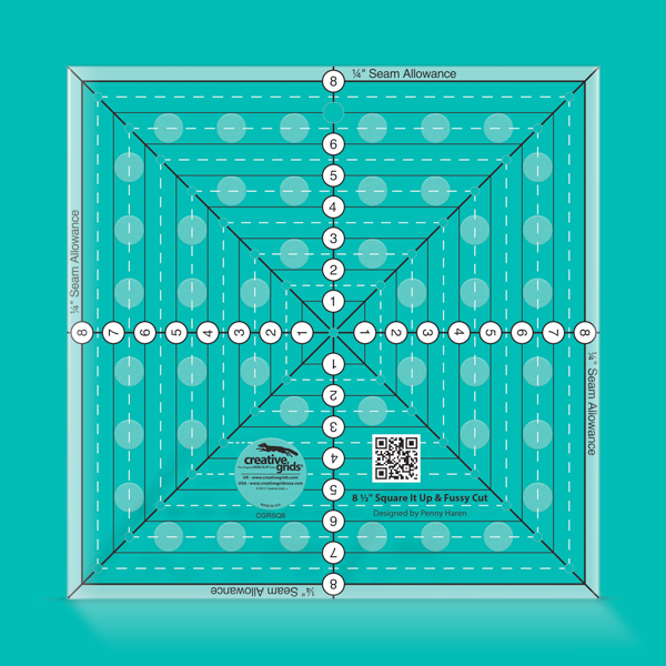 Creative Grids 8-1/2in Square It Up or Fussy Cut Square Quilt Ruler CGRSQ8