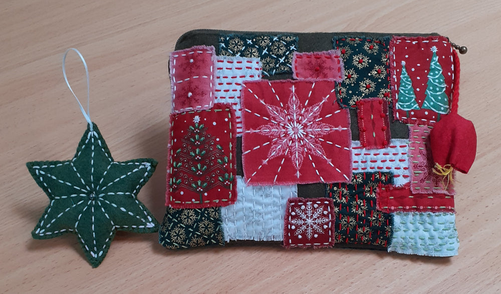 Boro & Sashiko Christmas Purse Kit