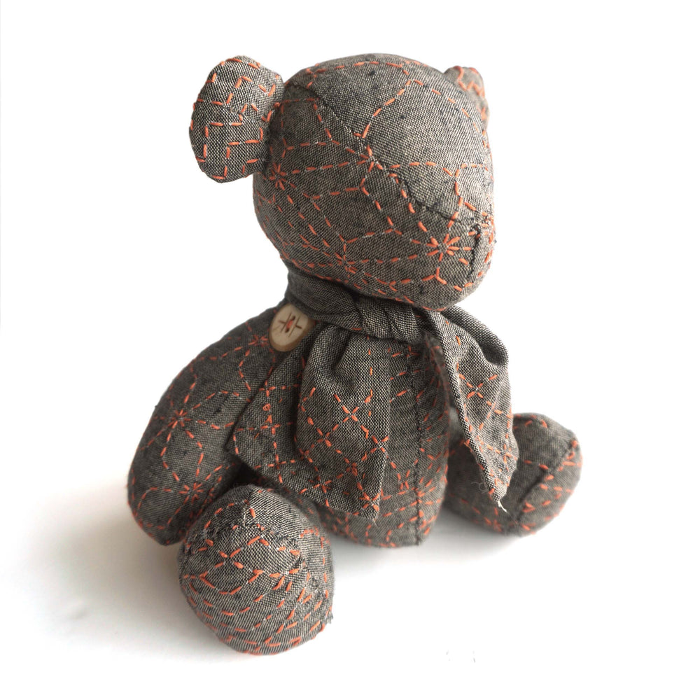 Little Sashiko Teddy Bear Brown