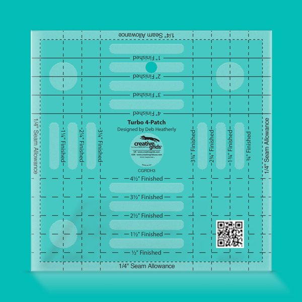 Creative Grids Turbo 4-Patch Template Quilt Ruler CGRDH3