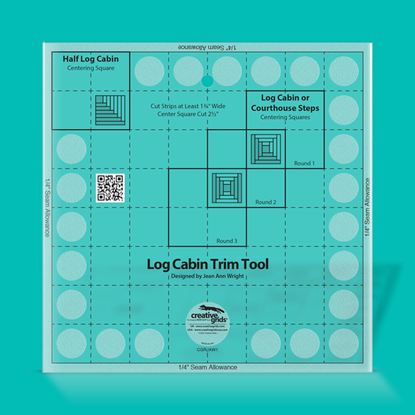 Creative Grids Log Cabin Trim Tool for 8in Finished Blocks Quilt Ruler CGRJAW1