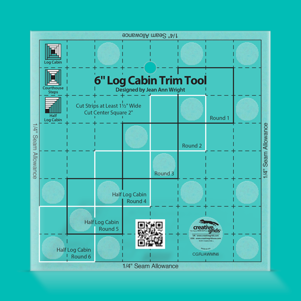 Creative Grids 6in Log Cabin Trim Tool Quilt Ruler CGRJAWMN6