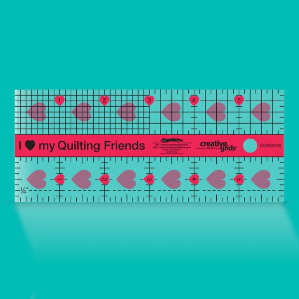 Creative Grids I Love My Quilt Friends Mini Quilt Ruler 2-1/2in x 6in CGRQF26