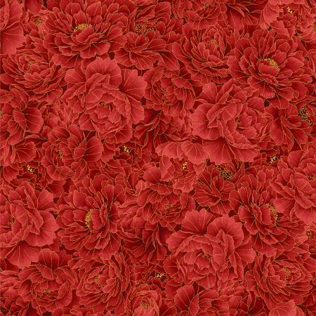 Red Packed Metalic Asian Florals CM1670-RED
